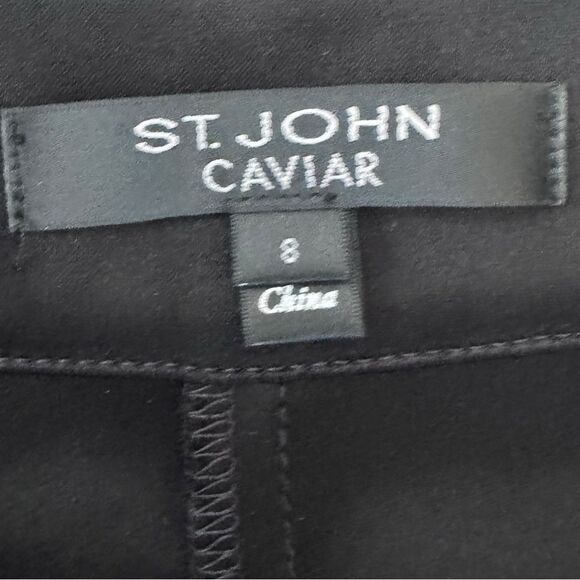 St.John Collection Emma Satin Ankle Pants Caviar Black 8 - Picture 7 of 7